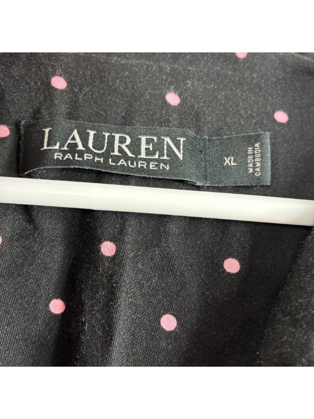 Lauren Ralph Lauren Polka Dot Black Pink Sleep Shirt Sz XL Cozy - Picture 4 of 7